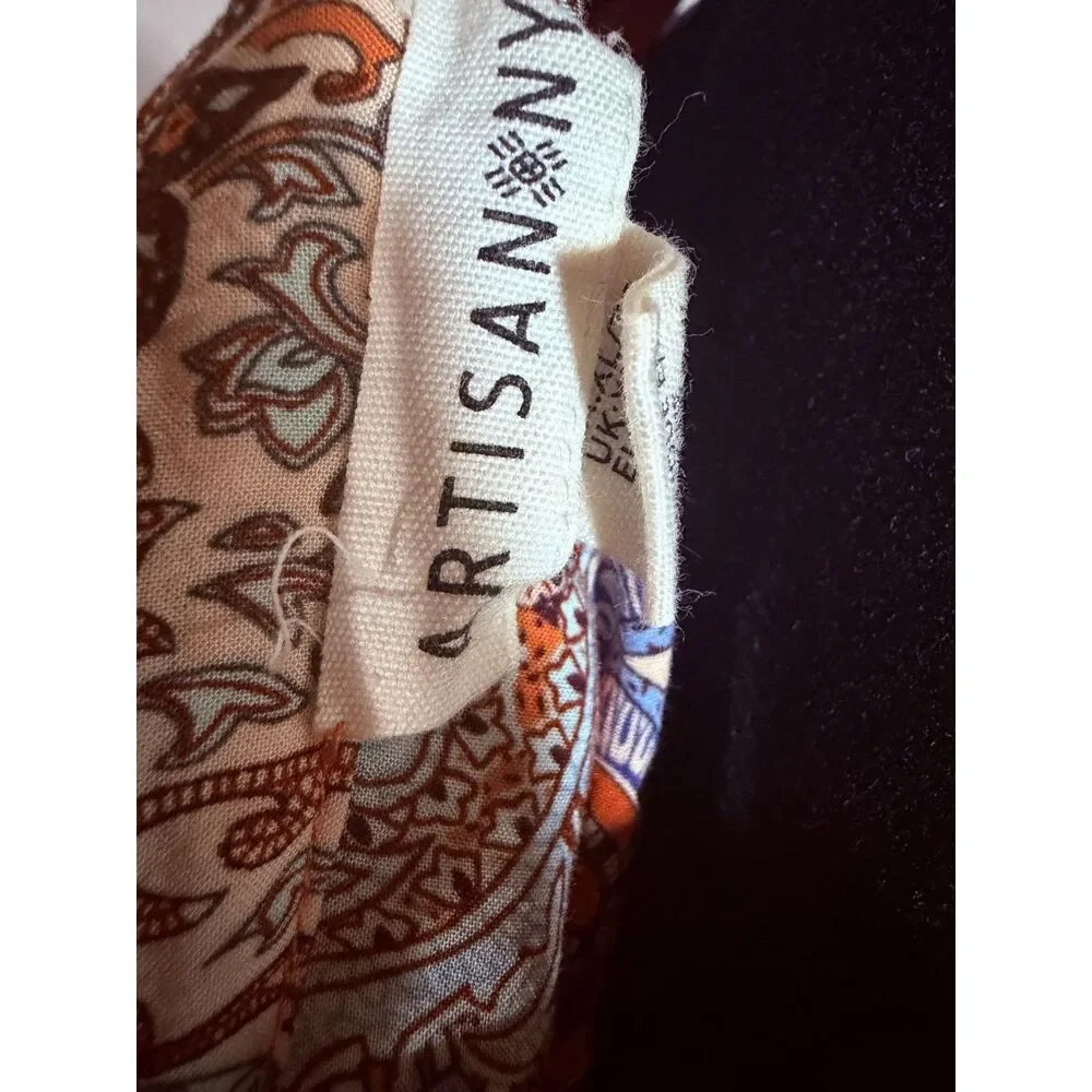 Artisan NY Orange Boho Paisley Print Sleeveless Top